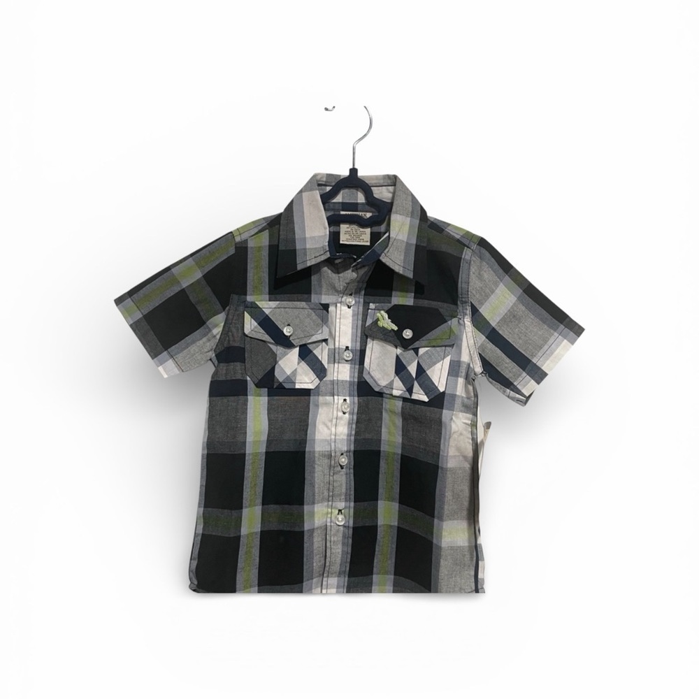 4/$20 American Hawk Plaid Kids Short Sleeve Button Up Shirt